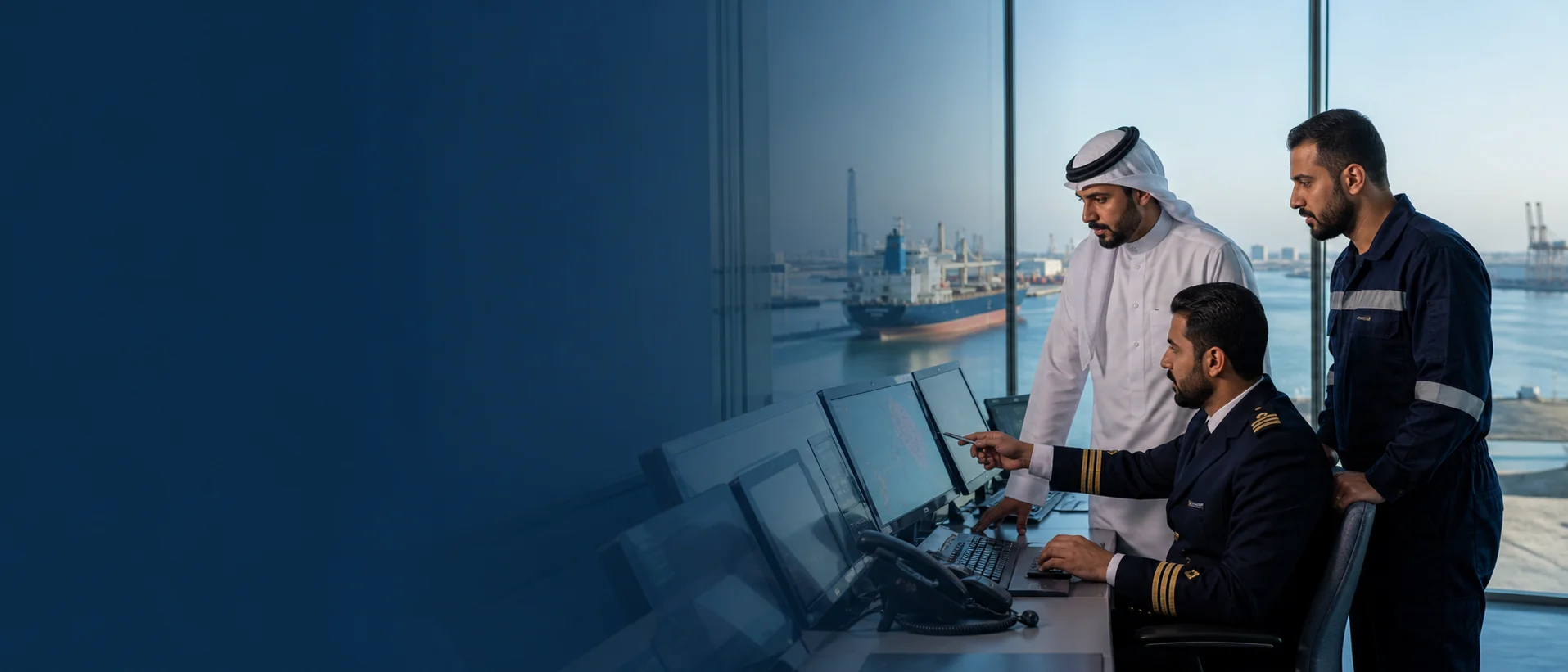 فريق سعودي متخصص يعمل داخل مركز لإدارة العمليات البحرية